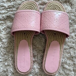 Pink and tan Tory Burch sandals